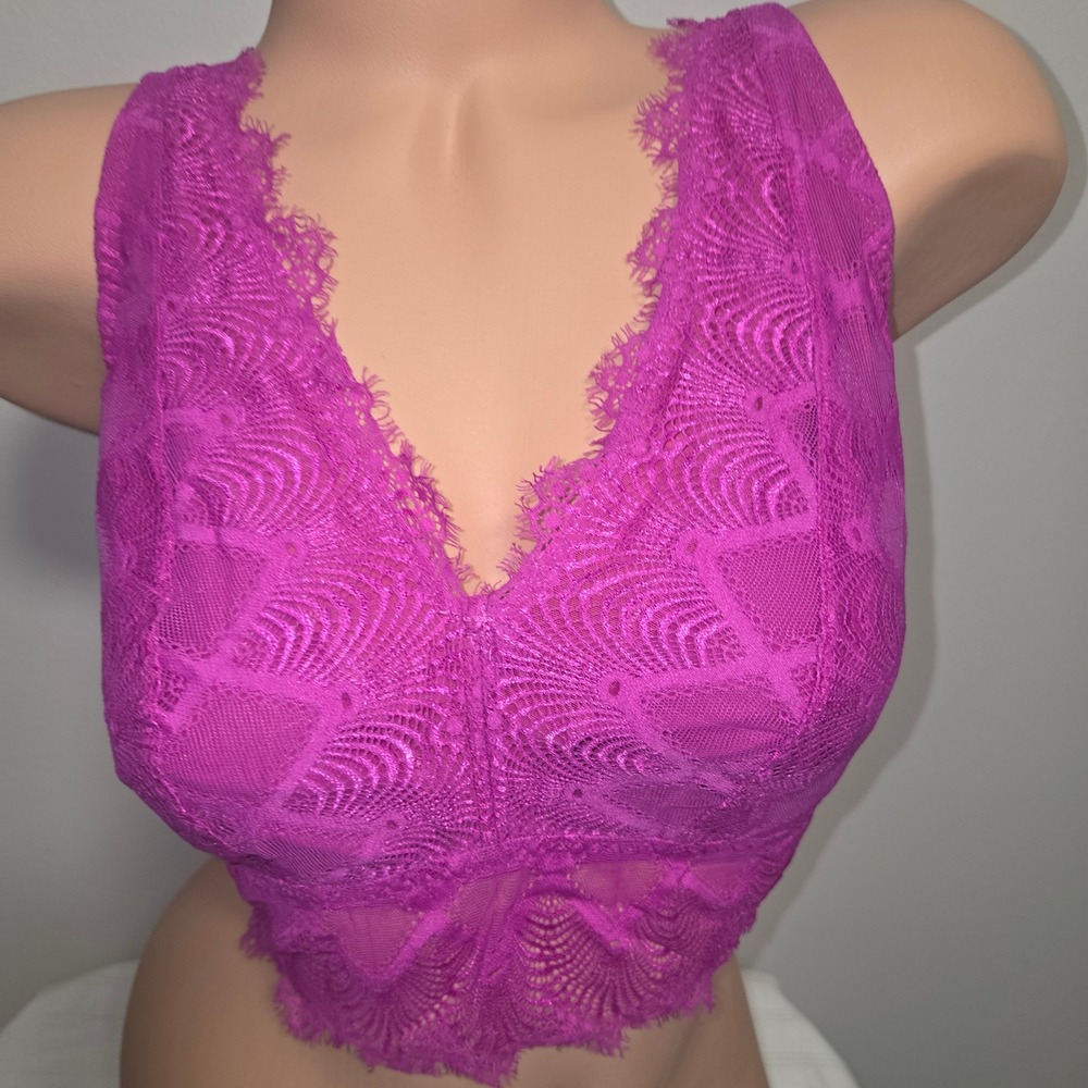 Cosabella Allure Curvy Eyelash Lace Wireless Plunge Bralette Triangle Bra Size M